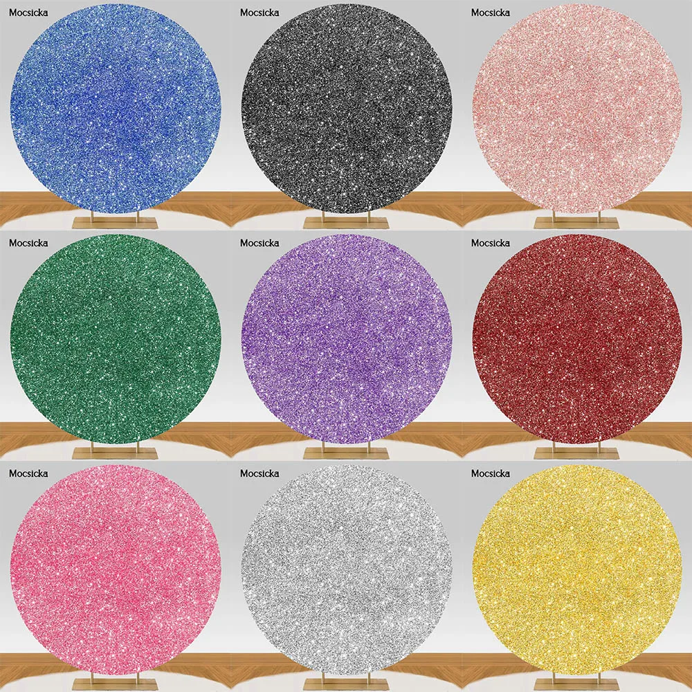 

Mocsicka Round Backdrop Glitter Solid Color Circle Photo Background for Baby Shower Birthday Party Decor Studio Photography Prop