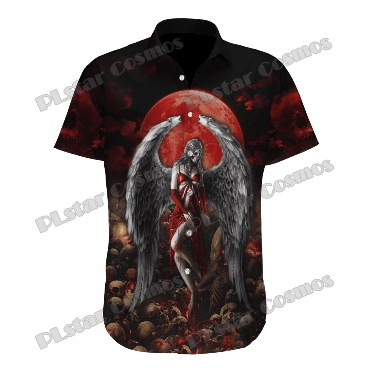 Reaper Scythe Skull And Beauty 3D Printed Fashion Men's Hawaiian Shirt Unisex Summer Casual Short Sleeve Button Down Shirts CY30