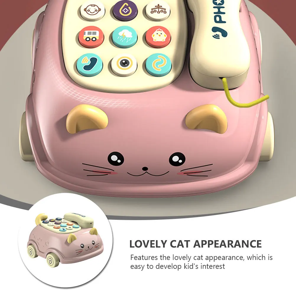 1 مجموعة محاكاة آلة قصة الهاتف على شكل قطة 12 مفاتيح للأطفال صوت التعليم المبكر لعب للأطفال هاتف تقليد #4
