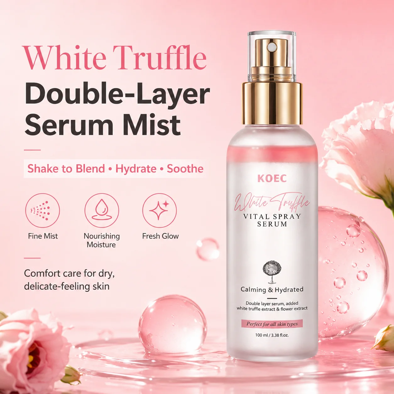 White Truffle Vital Spray Serum - Glow Serum & Hydrating Face Serum For All Skin Types With White Truffle Extract, Niacinamide & Vitamin E - Hydrating & Moisturizing, Boosts Radiance - Skin Care To Boost Your Skin'S Natural Glow