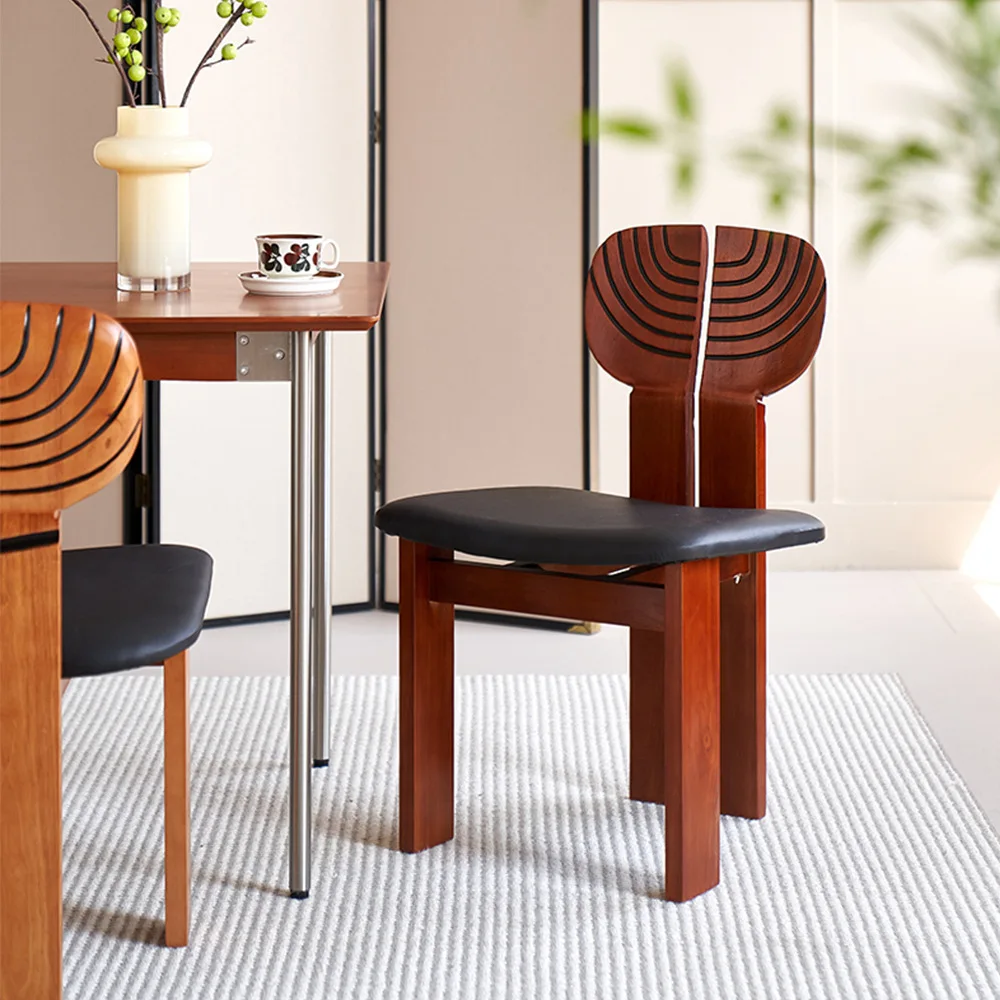 

Wabi Sandy Wind Solid Wood Dining Chair Home Cafe Homestay Backrest Chair Vintage Dining Chair