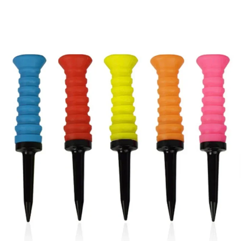 10pcs/set Professional Golf Spring Tees Zero Resistance Friction Automatic Reset Soft Glue Durable 5-Color Optional Golf Tees