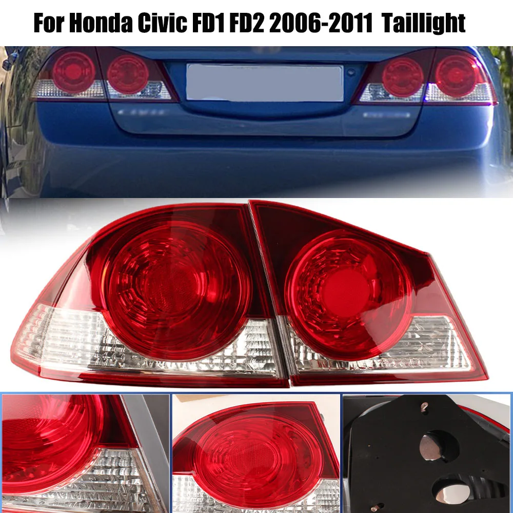 Rear Inner Outer Tail Light Assembly For Honda Civic FD1 FD2 2006-2011 Rear Brake Turn Signal Reverse Taillight Housing