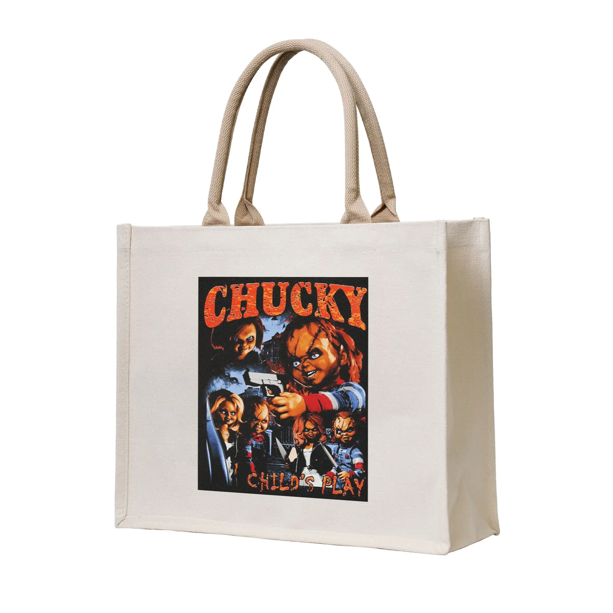 

Сумки для покупок Chucky Child's Play, холщовая сумка-тоут, складная сумка-тоут для женщин, дорожная сумка через плечо