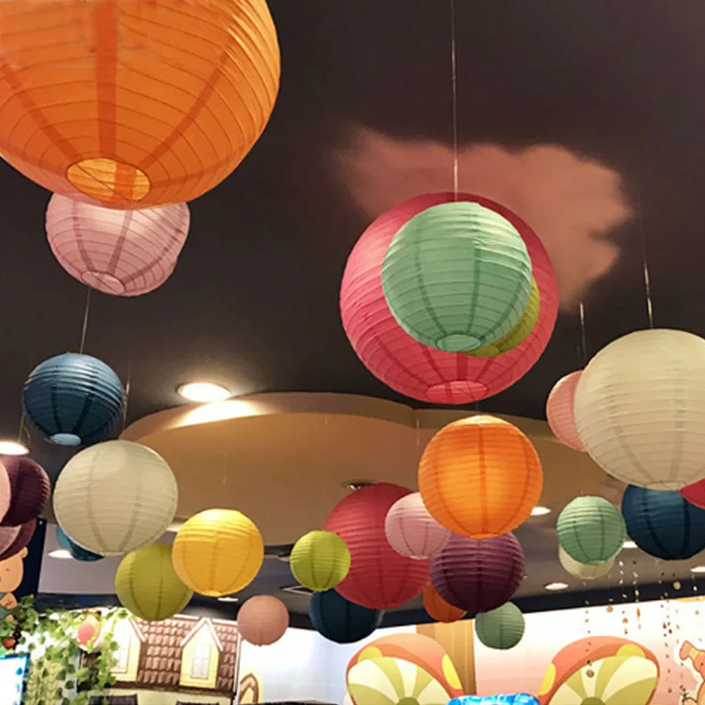 

12 Pcs Paper Lanterns 4 6 8 Inch 3 Colors Decorative Hanging for Bulb Wedding Birthday Party Festival Christmas