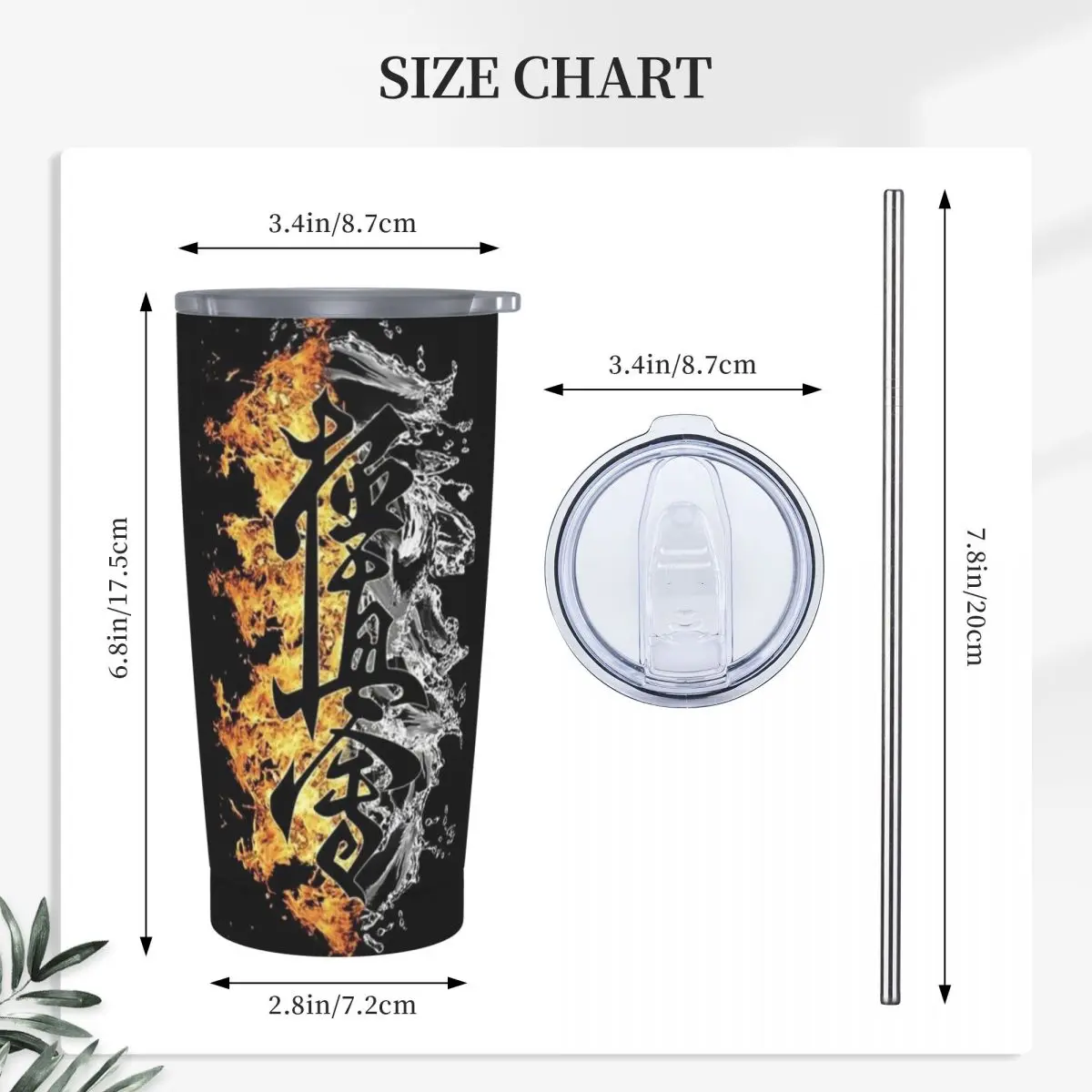 Kyokushin Karate Bushido Values Stainless Steel Tumbler Vacuum Insulated Mug Thermal Cold Cup Straw With Lid 20oz