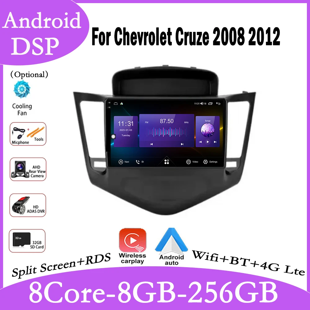 

9 lnch For Chevrolet Cruze 2008 2012 Car Radio Video QLED Navigation GPS IPS 4G Wifi Stereo Screen Auto Multimedia