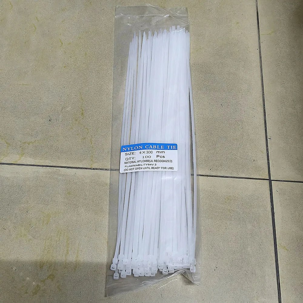 100Pcs White Self locking Nylon Industrial Cable Tie1.99mmx80/100/120/150/200 2.7mmx300 Fasten Cable Organiser Wire Cable ZipTie