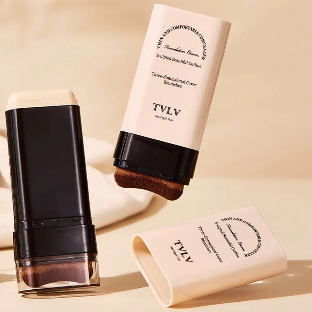 Base en barra de borrador de larga duración con pincel, base líquida que no deja marcas, hidratante, ilumina el tono de la piel