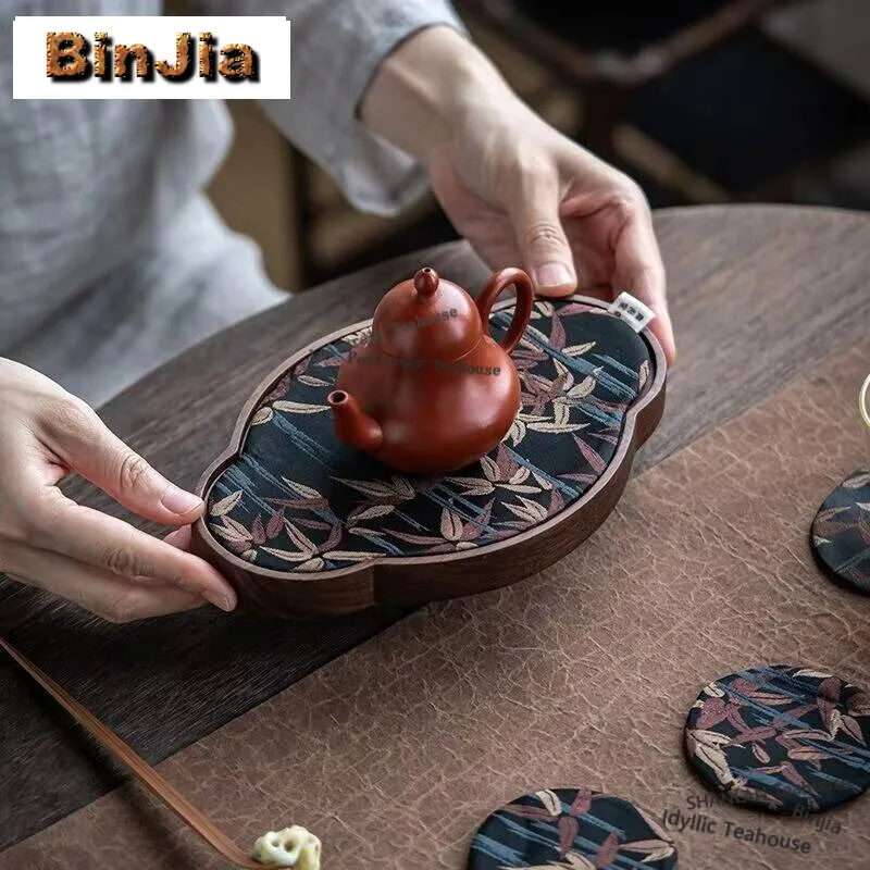 

Бамбуковые коврики для чайного столика ручной работы, домашний вышитый чайный флаг бегонии, обеденный коврик для обеденного стола, коврик, подарок на чайную церемонию