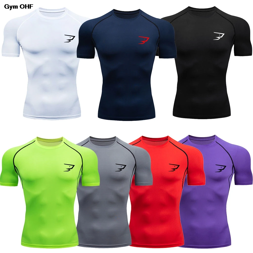Neues Herren-Kurzarm-T-Shirt, komprimiert, schnell trocknend, atmungsaktiv, Trainings-T-Shirts, Fitness, Jujitsu, Rashguard, Top, Gym, Sport-Shirts