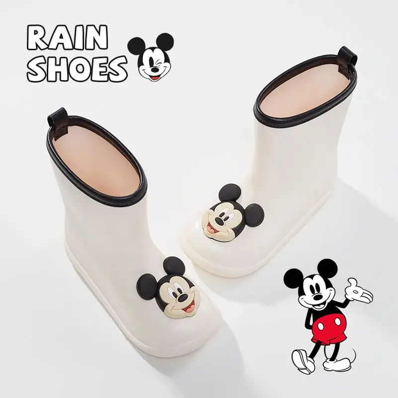 Girly Heart Kawaii Mickey Minnie Series Children's Rain Boots Disney Cartoon Cute EVA Material Waterproof Anti-Slip Rubber Shoes