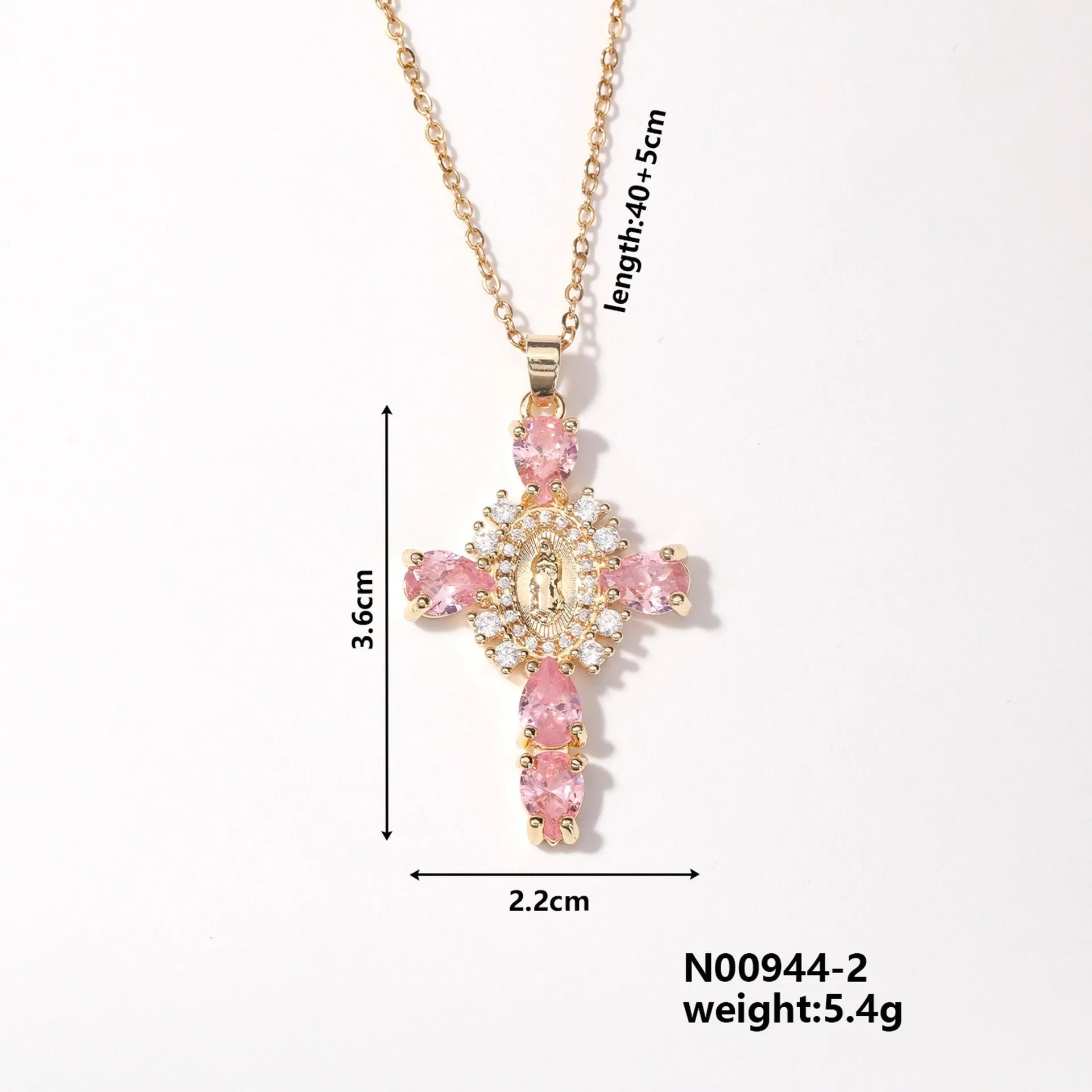 قلادة جديدة لعام 2025 على شكل أم مقدس على شكل متقاطع، سلسلة شفاه من الزركون عصرية ومتعددة الاستخدامات للنساء