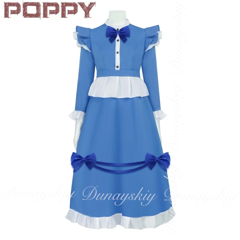 Helloween Po--ppy Play Time IV Game With The Blue White Dress And Red Wig The Red Hair Girl Cosplay Cosplay Costume Full Of Suit