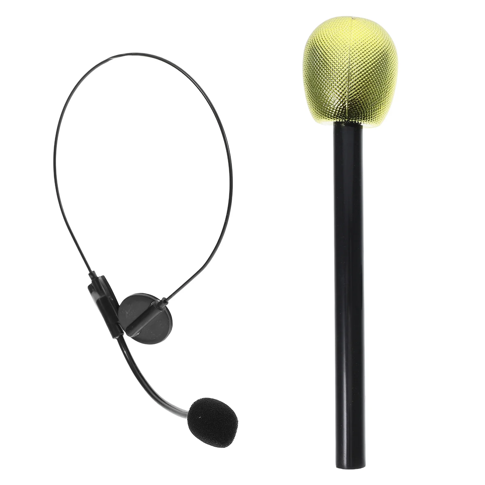 

2 шт., реалистичная гарнитура с рок-звездой, набор поддельных микрофонов для косплея, концертный костюм для вечеринки, реквизит, наушники, игрушки, игрушечный микрофон