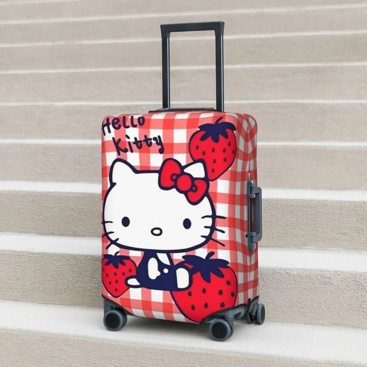 Hello Kitty Fruit Strawberry Suitcase Cover Cruise Trip Protector Vacation Practical Luggage Accesories