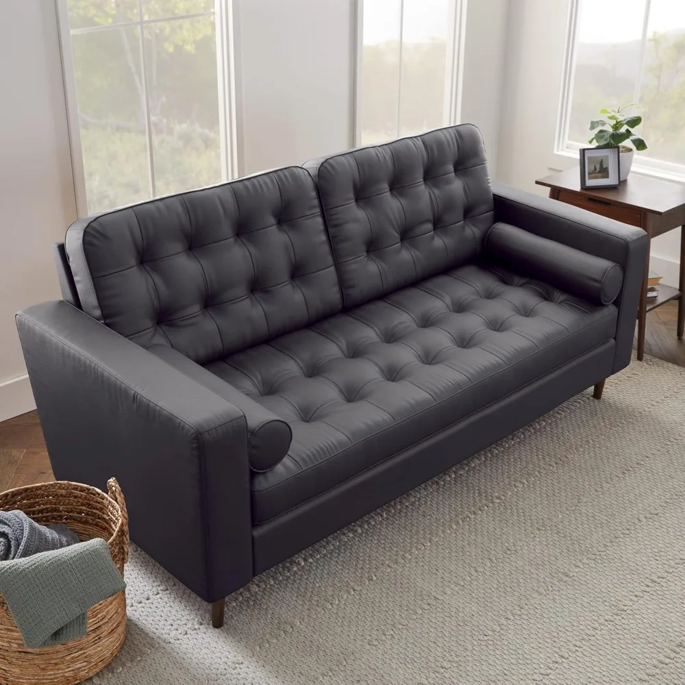 

Upholstered Sofa - Couch for Living Room Office or Bedroom - Mid-Century Modern Design Furniture - Buttonless Tufting