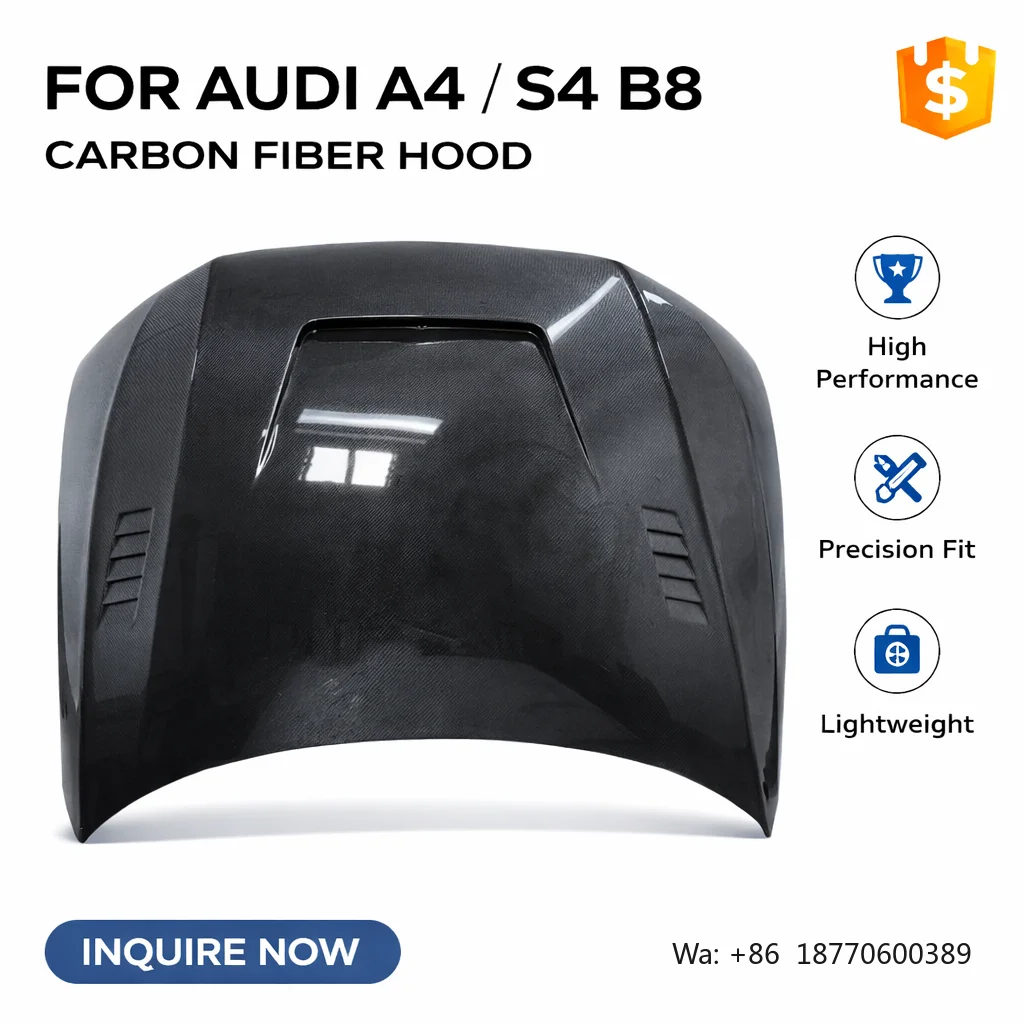 

Carbon Fiber Hood with Vent for Audi A4 / S4 B8 (2008-2012) | V Style Front Bonnet Replacement | OEM-Style Fit