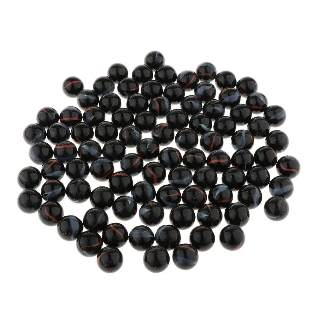 90PCS 16mm Glass Beads Marbles Ball Run Chinese Checker Toy Tank Decor Black