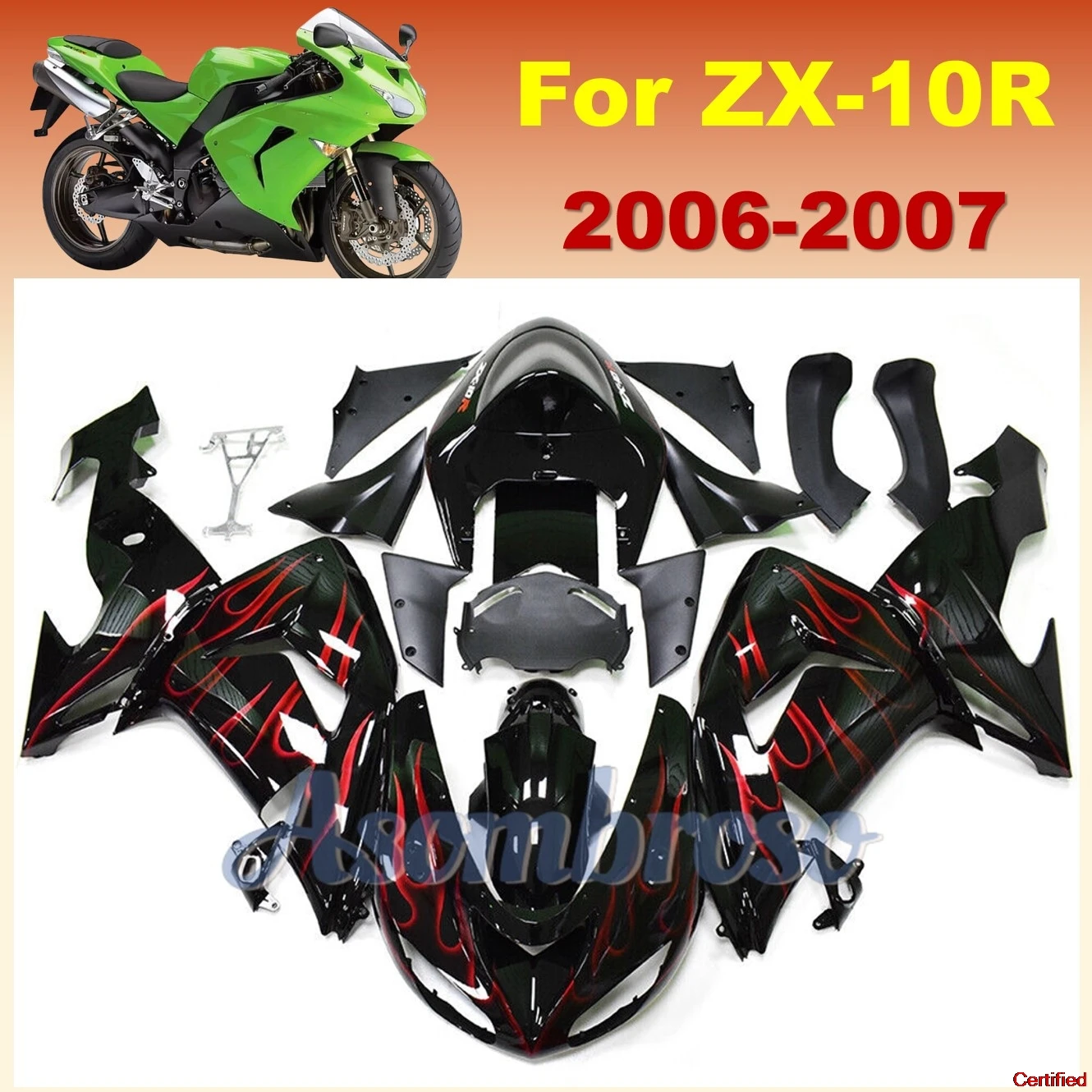 

Комплект обтекателя корпуса Red Flame для Ninja ZX10R 2006 2007 ZX1000D ZX-10R zx 10r, формы для восстановления мотоцикла из АБС-пластика