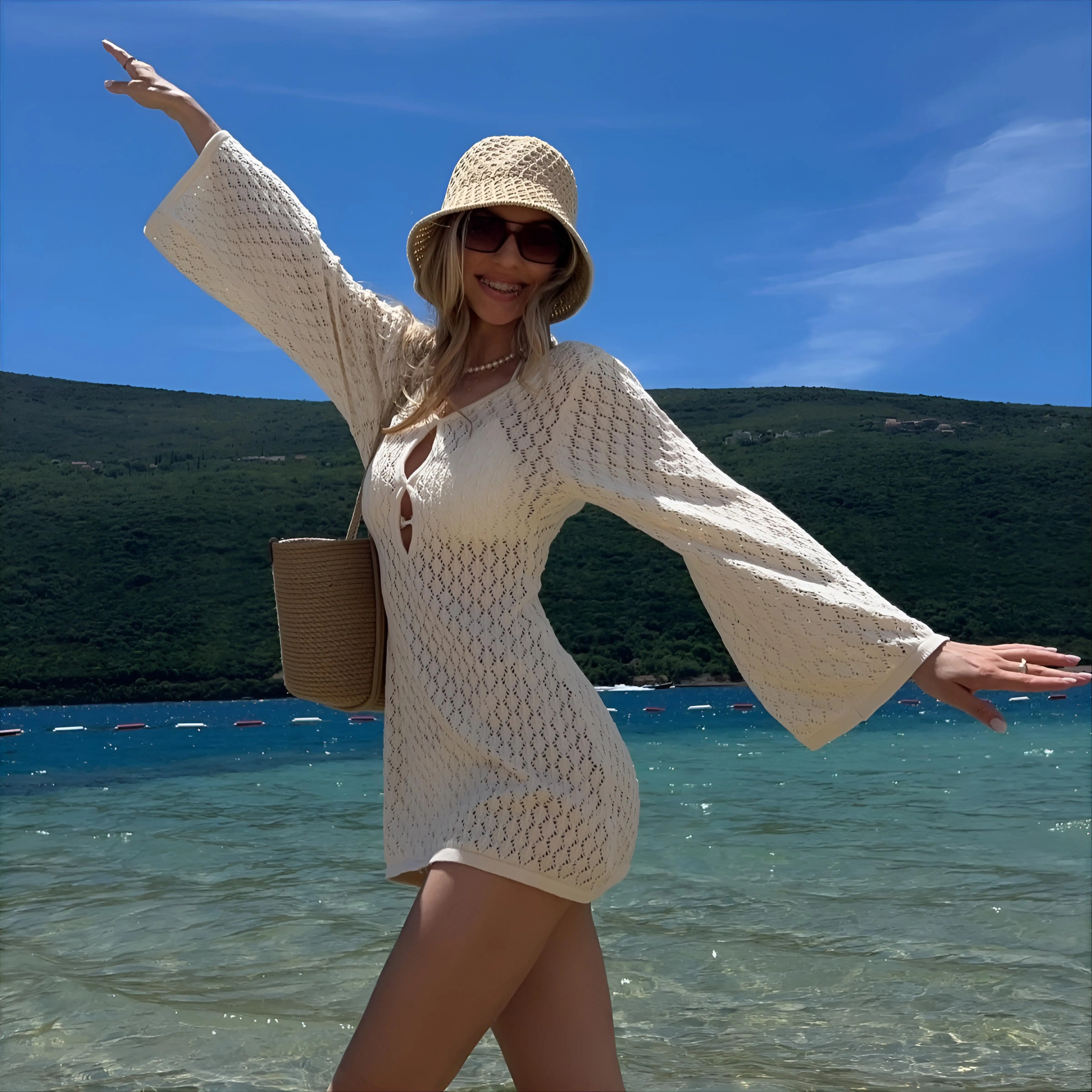 

Женский комплект-накидка с радужным принтом, аксессуарами, полосатый, в пол, с эффектом вытравленной ткани, турецкий, элегантный, коричневый, металлик, нейтральный