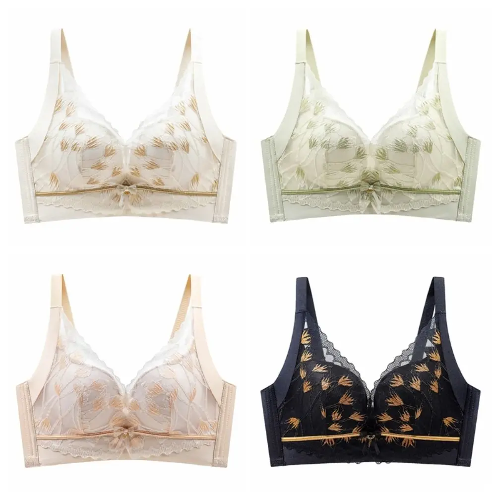 بسيطة شبكة زهرة الدانتيل العميق الخامس الصدرية اللاسلكية رفع الملابس الداخلية للنساء للصدمات المضادة للترهل سلس الصدرية الهدايا #6