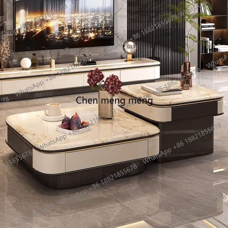M78 High-end coffee table living room home creative design high and low coffee table combination microcrystalline stone
