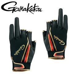 2023 New Gamakatsu Fishing Gloves Anti-Cut Fly Fishing Gloves UV Protection Outdoor Half-Finger Breathable Leather Sport Gloves