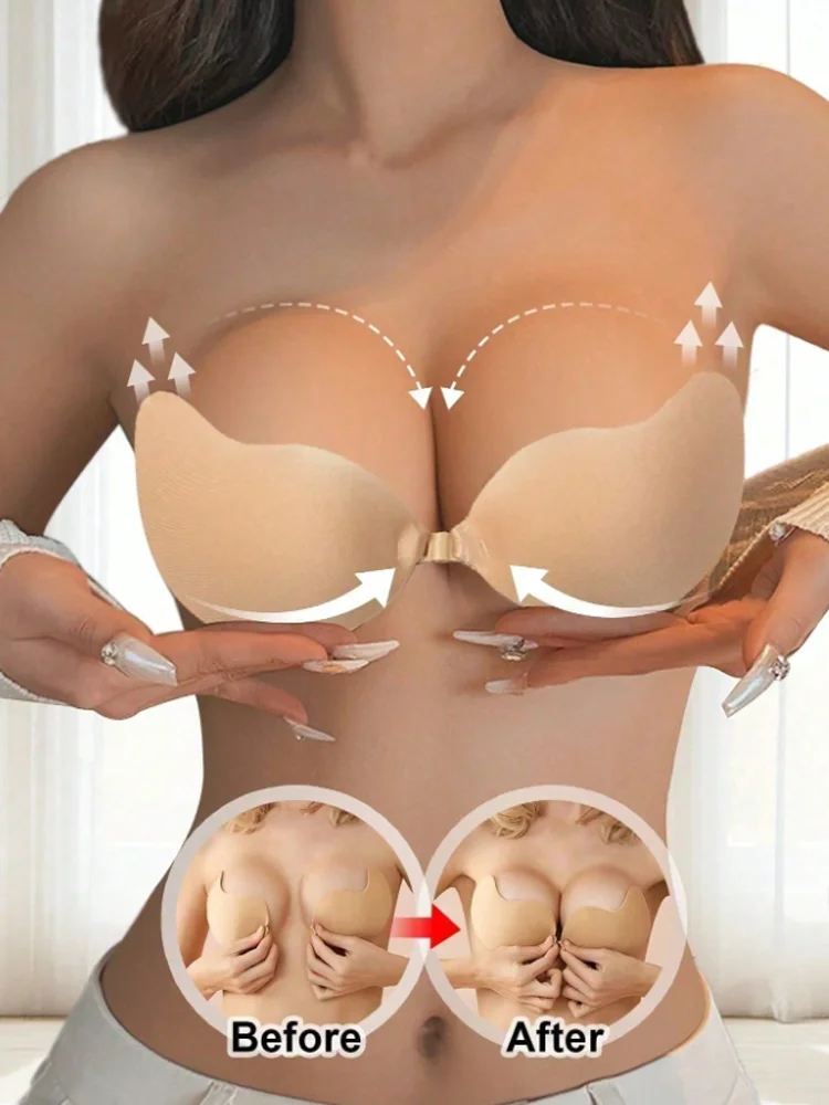 1 Piece Invisible Women Invisible Underwear nubra Breast Patch Three-Color Hypoallergenic Mango Cup bra Silicone Non-Falling Off