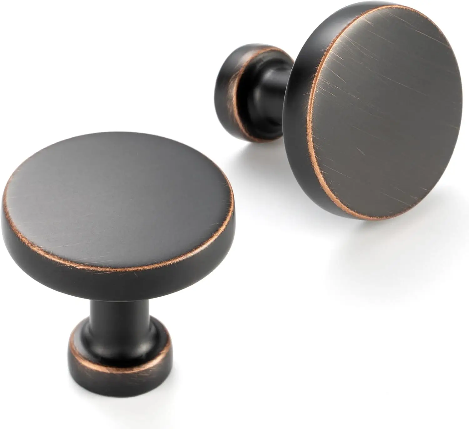 

10 Pack 1-1/4 Inch Oil Rubbed Bronze Cabinet Knobs Brushed Drawer Pulls, Round Hardware for Kitchen Bathroom