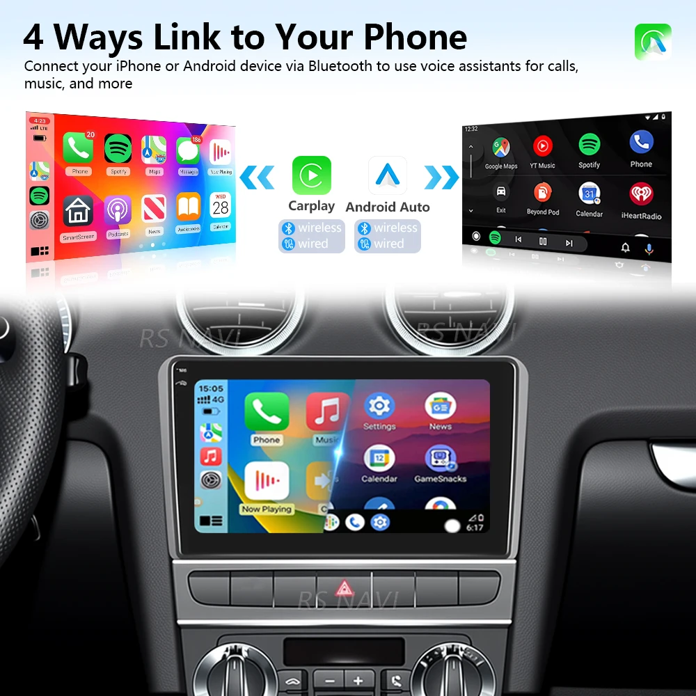 Plug und Play Android 15 Carplay Auto GPS Navigation Radio Multimedia Player Für Audi A3 8P 2003-2013 video Stereo Auto Radio