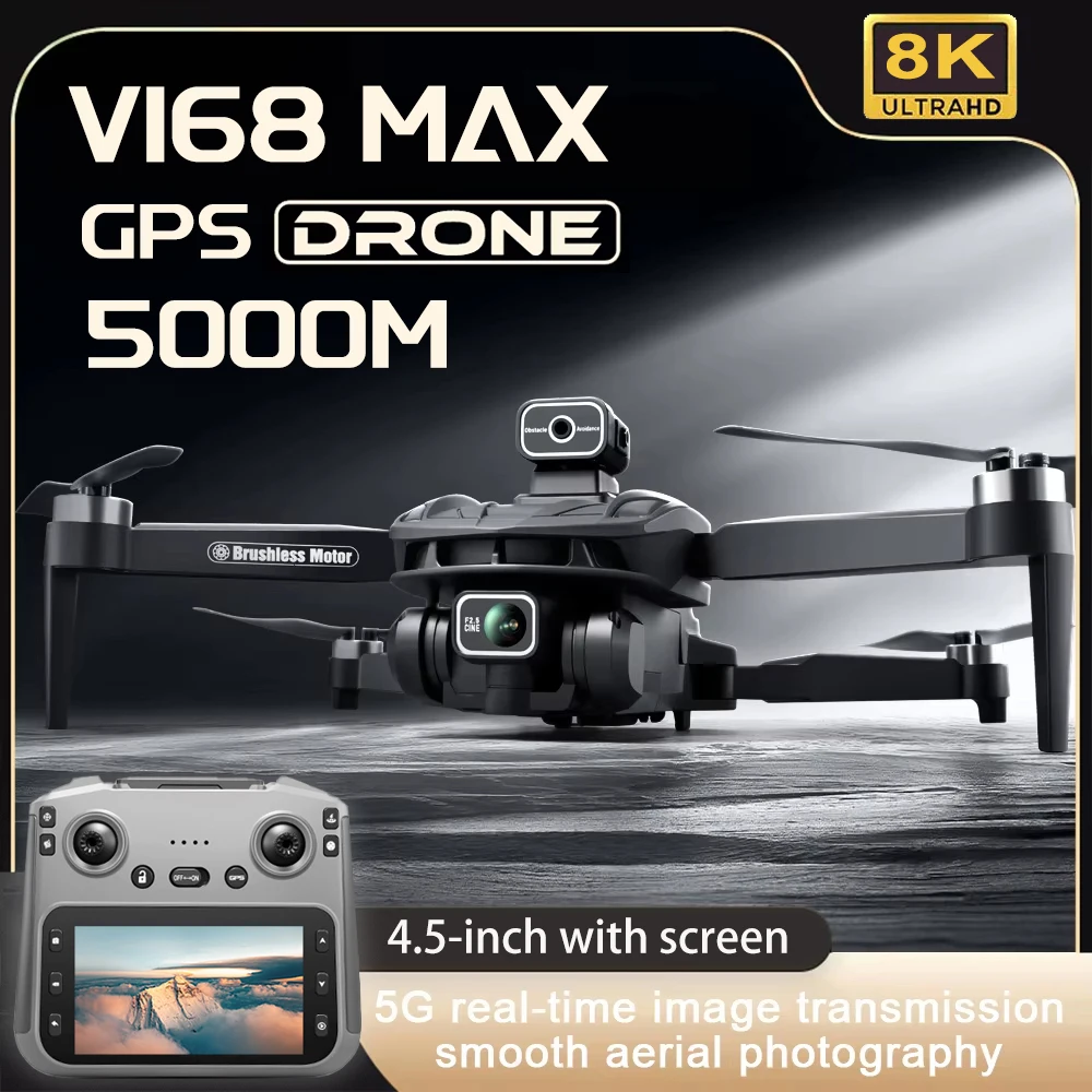 2026 V168 MAX GPS Drone Professional 4K Camera Aerial FPV Brush Avoiding Obstacle with Large Screen Remote Control Folding Drone