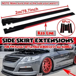 2m Side Skirt Extension Splitter Side Wing Bumper Lip For VW For Polo For GOLF MK5 MK6 MK7 MK7.5 For Jetta For Passat Body Kit