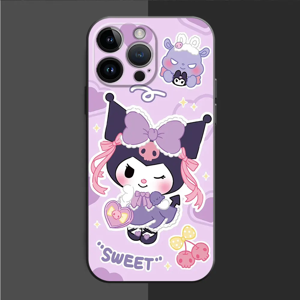 Case For Apple iPhone 13 11 15 Pro Max 14 Plus 12 Mini XR 7 8 X XS 6S 6 SE Soft Phone Cover TPU Funda Anime Cute kuromi Cartoon