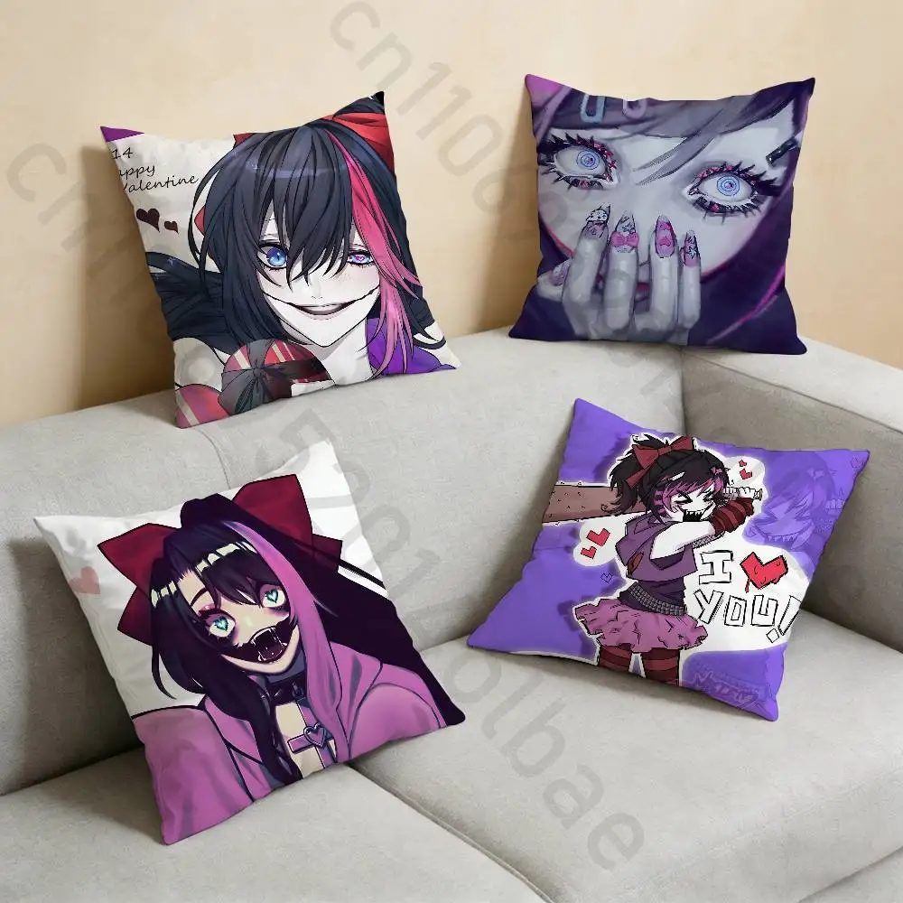 Creepypasta Killer Nina Pillow Case Square Double-Sided Printing Short Plush Sofa Cushion Cover Bedroom Bedside Pillow