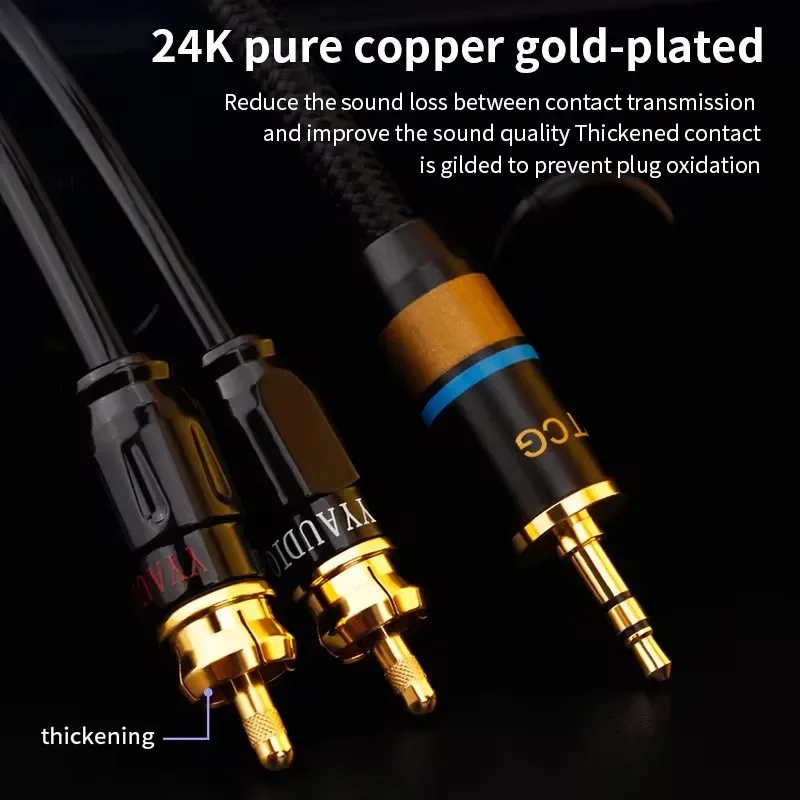 HIFI 3.5mm To 2rca Audio Cable 4N OFC HiFi Phone Computer To Amplifier RCA Cable Home Theater AUX Jack 3.5 Y Splitter Cable