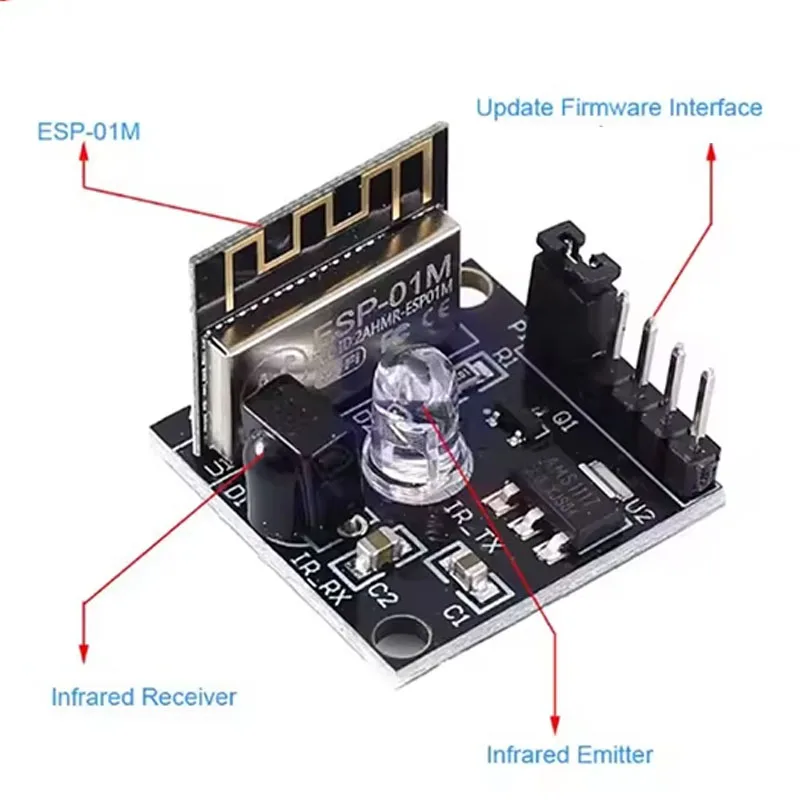 

ESP8285 ESP-01M WiFi Wireless IR Transmitter Receiver Remote Control Module Development Board for Arduino
