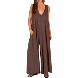 Summer Fresh Casual Women's Pocket jumpsuit Thin Women's jumpsuit