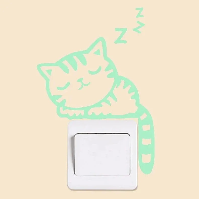 ملصقات بمفتاح مضيئة لغرف الأطفال ، متوهجة في الظلام ، ملصق زخرفي ، قطة كرتون ، كلب ، خرافية ، نجمة ، جدار PVC ، ديكور منزلي ، #5
