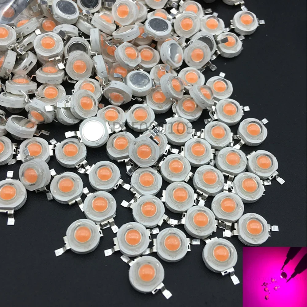 100 قطعة 1 واط 3 واط LED مصابيح LED عالية الطاقة سطوع فائق أحمر عميق 660nm أزرق ملكي 445nm وردي كامل الطيف أبيض أصفر مصدر الضوء