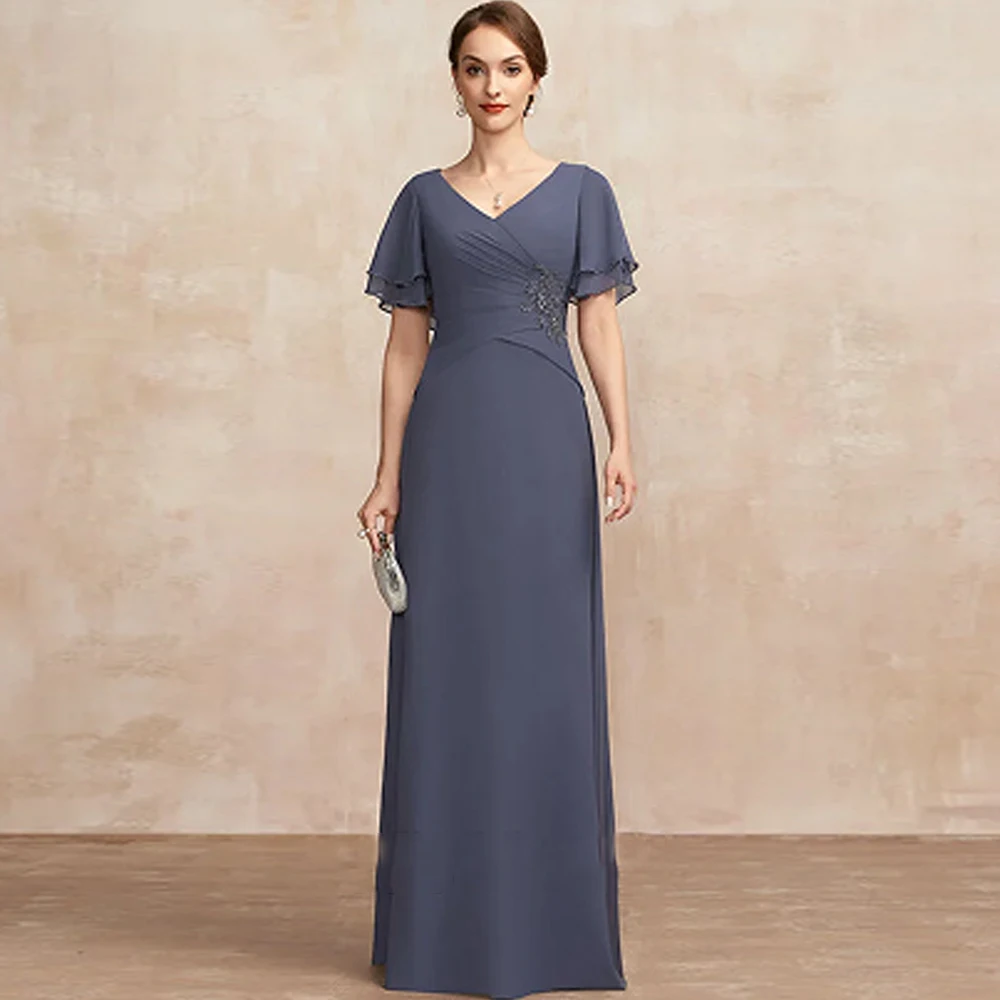 

Beach Strapless Mother of Bride Dresses Short Sleeve Wedding Party Dresses for Women 2025 Summer Chiffon Beach Robe De Soirée