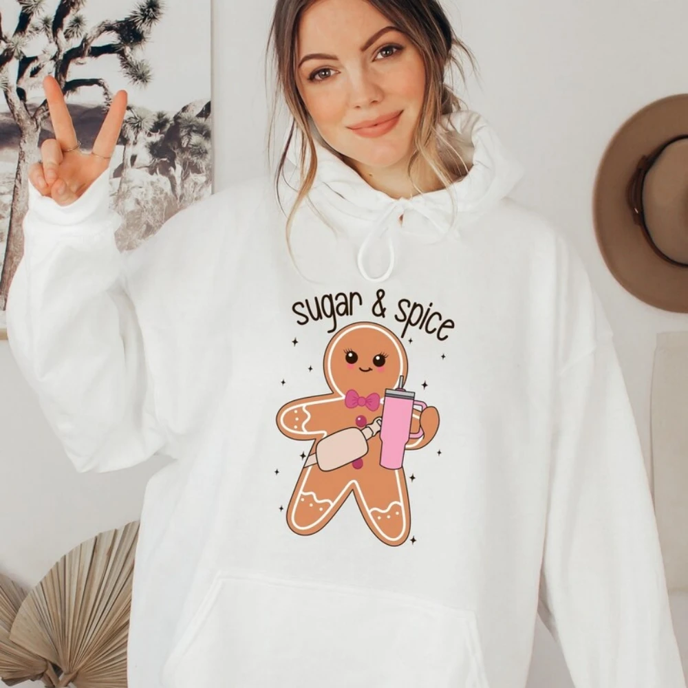 

Sugar and Spice Sweatshirt Gingerbread Funny Trendy Xmas Hoodie Christmas Cute Cookies Top Woman Christmas Holiday Apparel