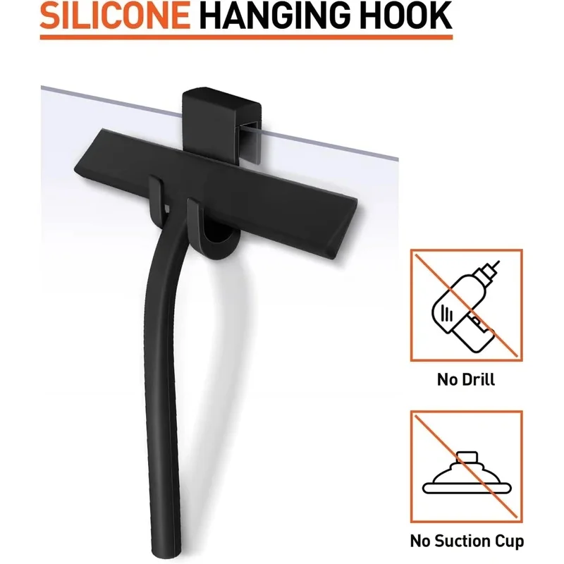 Matte Black Silicone Squeegee Streak Free Cleaning Shower Squeegee for Glass Bathroom Shower Doors Mirrors Tiles Car Windows - view 6