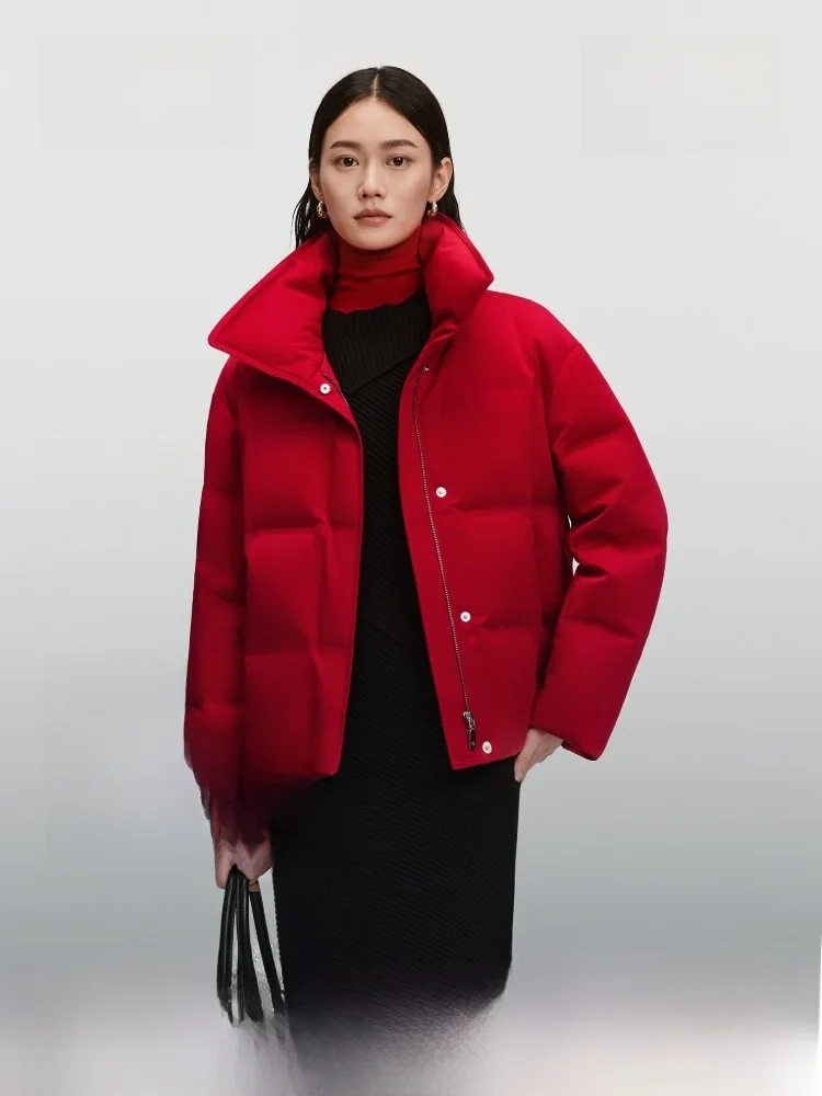 

Bosideng Red New Year Women's ort down Jaet 90% Goose down Stand Collar Pred Glue Busin Casual Ele Sle