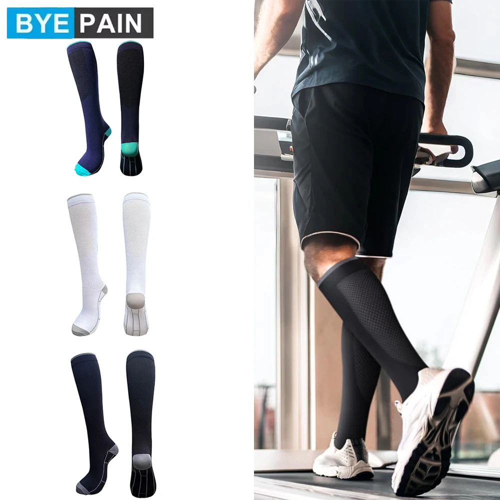 

1Pair Compression Socks for Men & Women 20-30 mmHg Knee High Nurse Pregnant Running and Travel Athletic