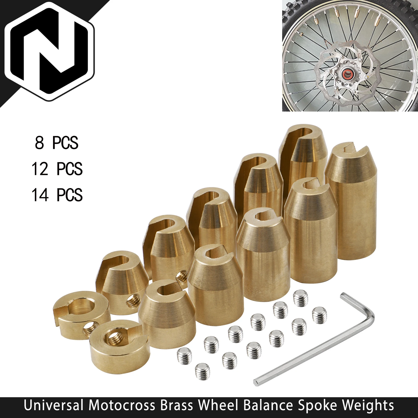 8/12/14 PCS Motorcycle Brass Hoops Spoke Balance Weights Refill Kit For KTM Harley Yamaha BMW Honda Kawasaki Suzuki Triumph