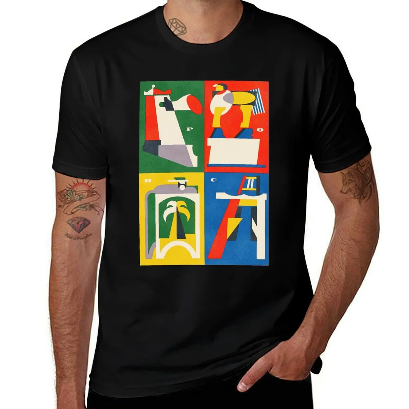 Ornament, Bottle, Chair T-Shirt Basic Crew Neck Short Sleeve Top T-Shirt