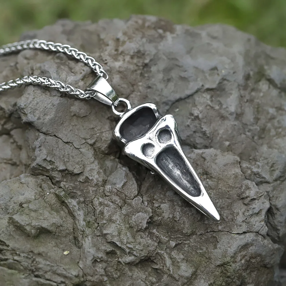 2022 NEW Men\'s 316L stainless-steel Vintage Odin Norse Viking Amulet Crow head Pendant Necklace Jewelry Gift free shipping