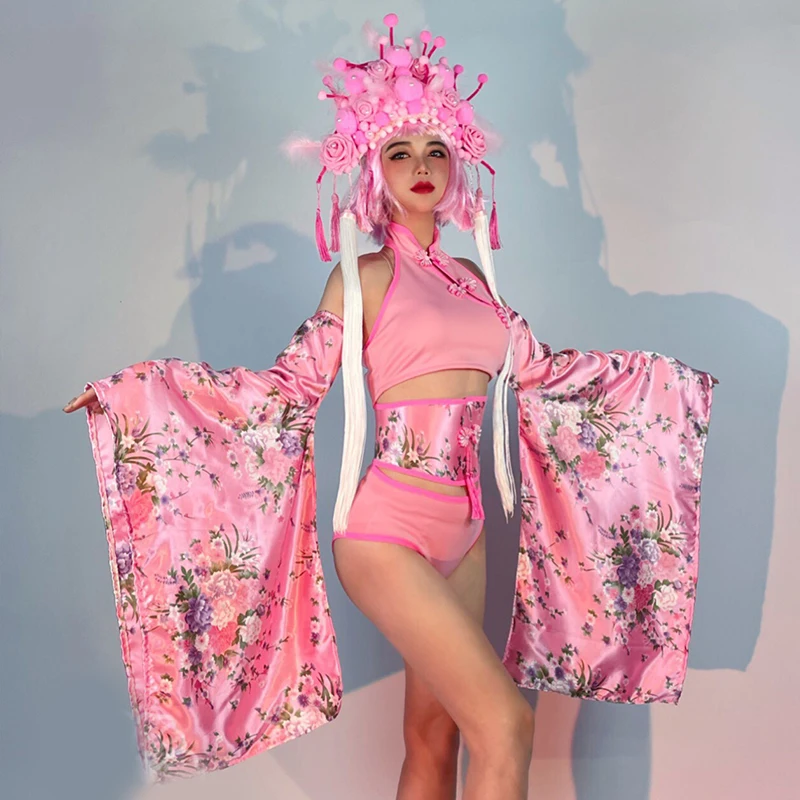 Gogo Dancing Performance Stage Costume Women Chinese Style Peking Opera Large Sleeves Nightclub Bar Jazz Dance Clothes