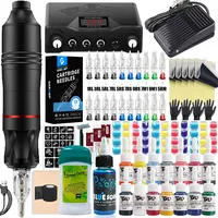 Kit de máquina de tatuaje profesional, Kit de pluma de tatuaje rotativa, fuente de alimentación, aguja, tinta, interfaz CC, pistola de tatuaje, Kit de maquillaje completo